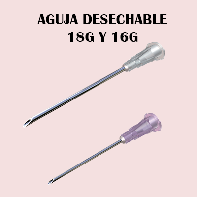 Aguja desechable 16G y 18G Caja x 100 unidades