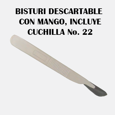 Bisturi Descartable Bisturi Descartable con Mango No. 22 (Paq. x 10 Und)