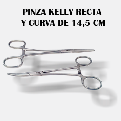 Pinza Kelly Recta y Curva de 14,5 cm