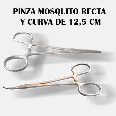 Pinza Mosquito Recta y Curva de 12,5 cm